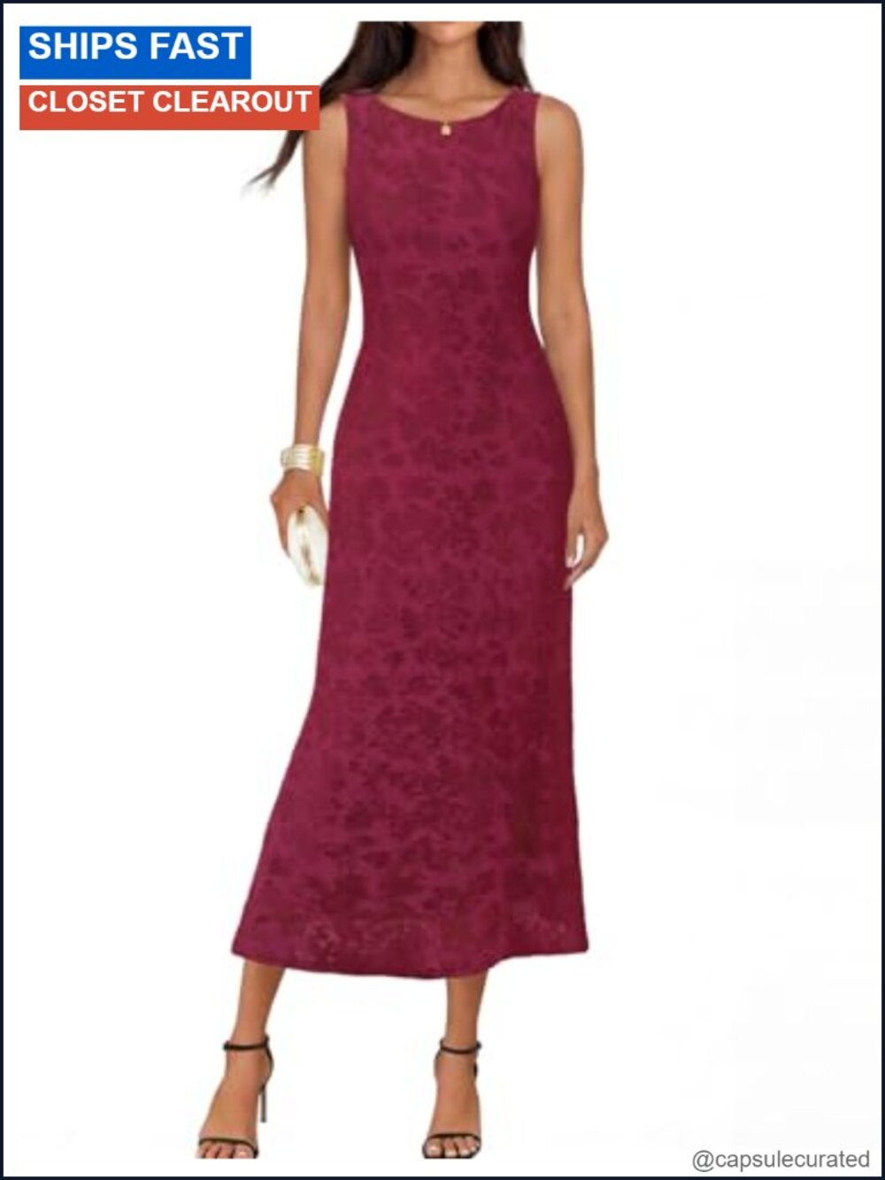 Sleeveless Bodycon Maxi Dress Floral Jacquard Tie Waist Formal